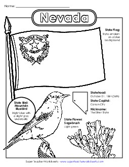 Nevada State Symbols Coloring Page States Individual Worksheet