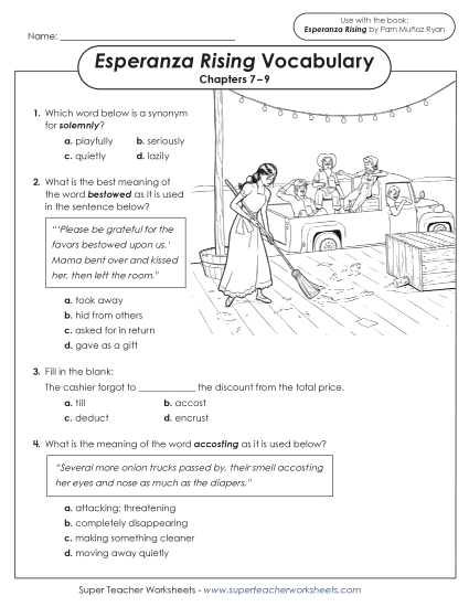 New Vocabulary Questions: Chapters 7–9 Worksheet New Vocabulary Questions: Chapters 7–9 Worksheet