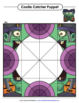 Witch Cootie Catcher Halloween Worksheet