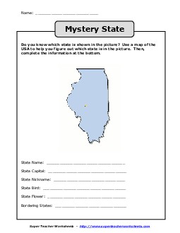 Mystery State: Illinois States Worksheet