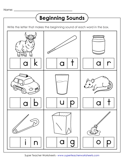 New Beginning Sounds Fill-In Worksheet 5 Worksheet New Beginning Sounds Fill-In Worksheet 5 Worksheet