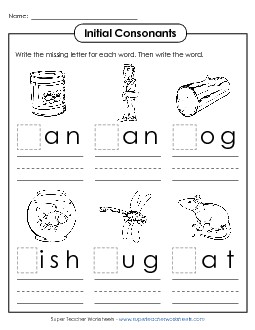 Missing Beginning Letters 2 Phonics Cvc Worksheet