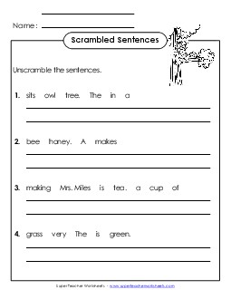 Scrambled Sentences (A-21) Spelling A Worksheet