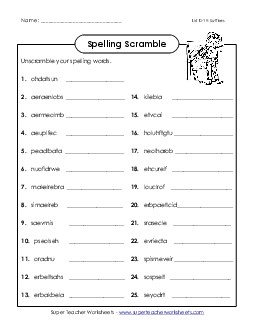 Unscramble (D-19) Spelling D Worksheet