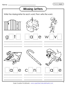 Missing Letters (Long A) Phonics Long Short A Worksheet