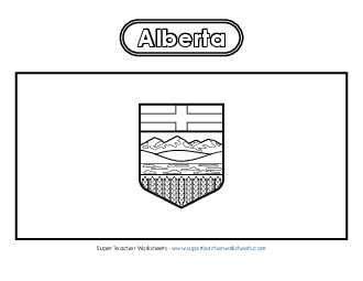 Alberta Flag (Black and White) Free Canada Worksheet