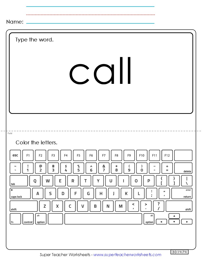 Type the Word: Call Sight Words Individual Worksheet