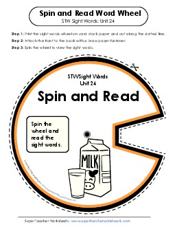 Spin and Read (Unit 24) Sight Words Worksheet