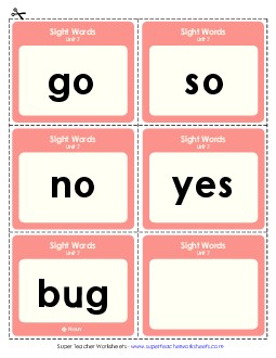 Flashcards (Unit 7) Sight Words Worksheet