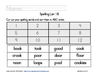 Spelling ABC Order (Grade 2) Free Worksheet