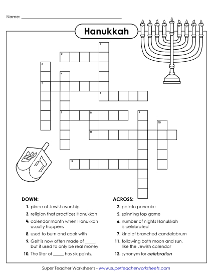 New Hanukkah Crossword Puzzle Worksheet New Hanukkah Crossword Puzzle Worksheet