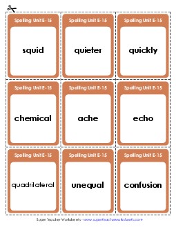 Flashcards (E-15) Spelling E Worksheet