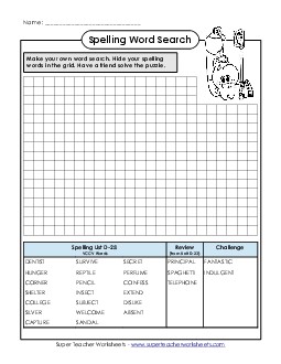 Make-a-Search (D-25) Spelling D Worksheet