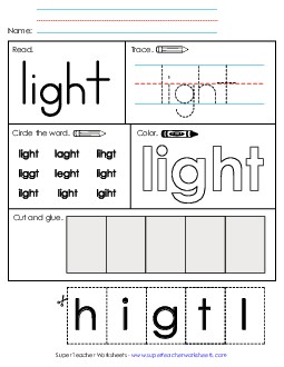 Worksheet 2: Light Sight Words Individual Worksheet