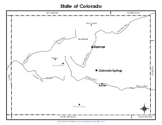 Labeled Colorado Map State Maps Worksheet