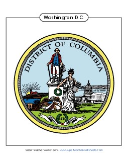 Official Seal of Washington, D.C. (Full Color) States Individual Worksheet