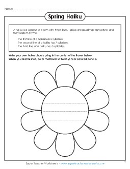 Springtime Haiku Project Worksheet