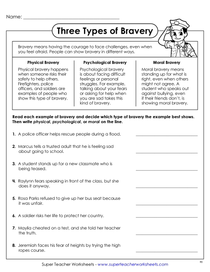 New Identify the Three Types of Bravery Worksheet New Identify the Three Types of Bravery Worksheet