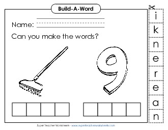 Build-a-Word: Rake and Nine Phonics Silent E Worksheet