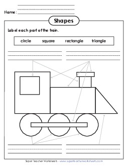 Label the Shapes on the Train Geometry Worksheet