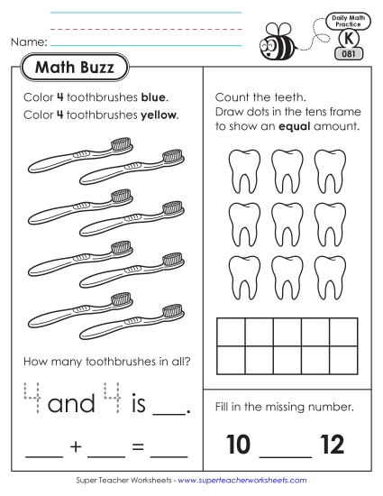 New Kindergarten Math Buzz: Week 17<br>Worksheets 81 through 85 Worksheet New Kindergarten Math Buzz: Week 17<br>Worksheets 81 through 85 Worksheet