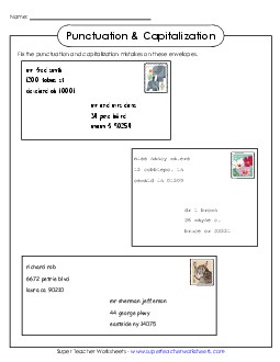 Correctly Written Names & Addresses Free 3rd Grade 3rd Grade ELA Worksheet