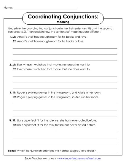 aMeaning of Coordinating Conjunctions