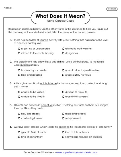 New Science Context Clues Worksheet 2 Worksheet New Science Context Clues Worksheet 2 Worksheet