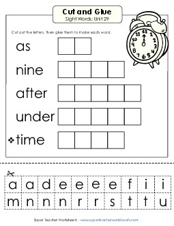 Cut-and-Glue (Unit 29) Sight Words Worksheet