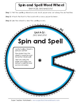 Spin and Spell (A-25) Spelling A Worksheet