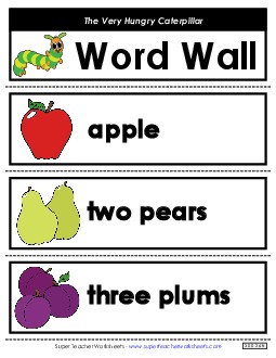 Hungry Caterpillar Word Wall Picture Book Very Hungry Caterpillar Worksheet