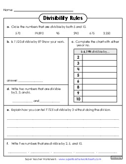 Variety Worksheet 1 Divisibility Rules Worksheet