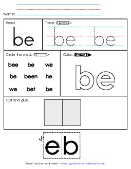 Worksheet 2: Be Sight Words Individual Worksheet