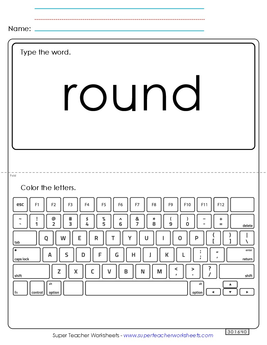 Type the Word: Round Sight Words Individual Worksheet