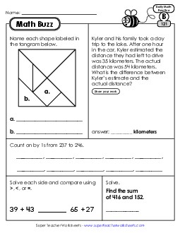 Math Buzz: Week 25 Worksheets 121 through 125 Daily Math Review Worksheet