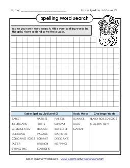 Make-a-Search (D-Easter)  Spelling D Worksheet