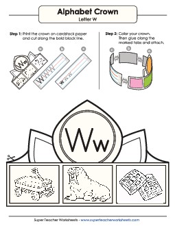 Letter W Hat Alphabet Worksheet