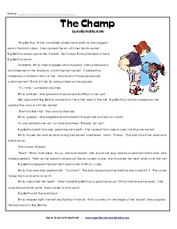 The Champ (Fiction) 4th Grade Reading Comprehension Worksheet