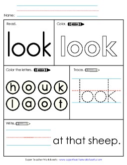 Worksheet 1: Look Sight Words Individual Worksheet