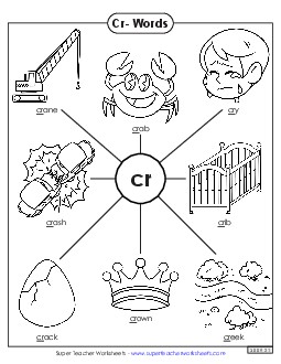 Cr- Words Phonics Blends Worksheet