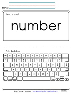 Type the Word: Number Sight Words Individual Worksheet