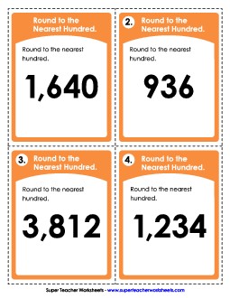 Round to Nearest Hundred (3 and 4-Digit Numbers) Rounding Worksheet