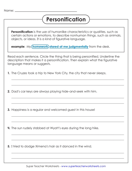 aIdentify & Interpret Personification