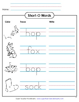 Trace and Write Phonics Long Short O Worksheet