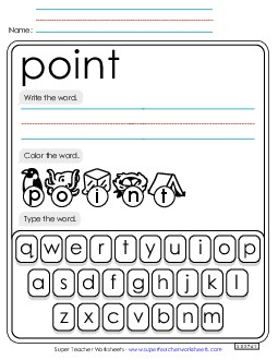 Write, Color, Type: Point Sight Words Individual Worksheet