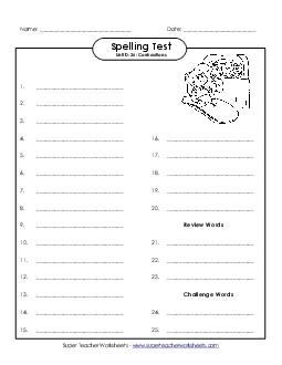 Spelling Test D-26 Spelling D Worksheet