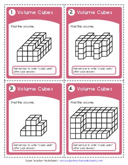 Task Cards: Volume Cubes (Advanced) Worksheet