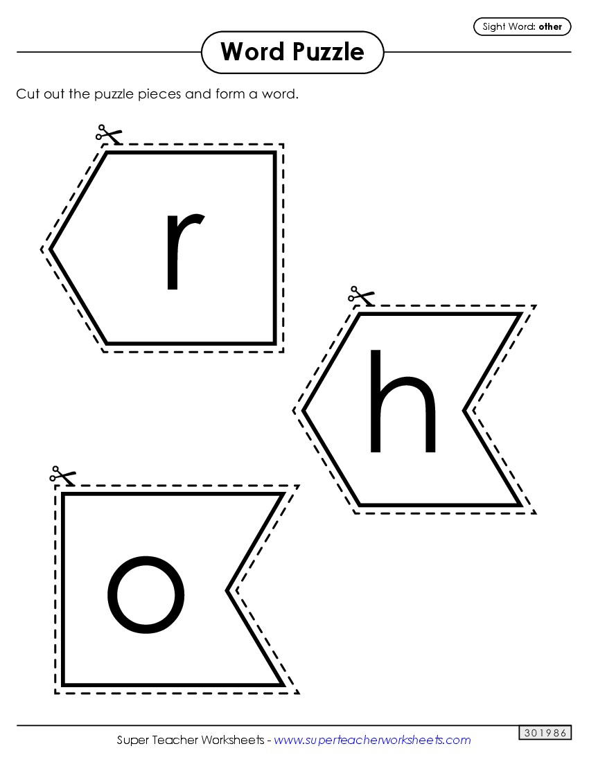 Word Puzzle: Other Sight Words Individual Worksheet