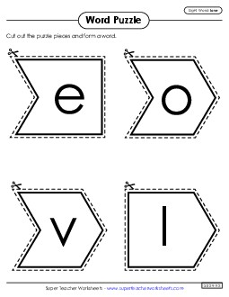 Word Puzzle: Love Sight Words Individual Worksheet