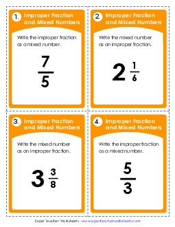 Fractions (Improper Fractions to Mixed Numbers) Worksheet